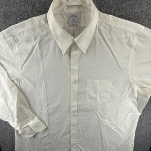 Brooks Brothers Regent Cotton 18 4/5 Button-Down Non-Iron White Preppy Shirt Men